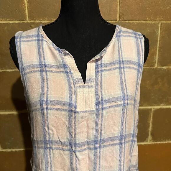 Market & Spruce Pink and Blue Plaid Layer Look Sleeveless Top Women's M Medium - Picture 3 of 8